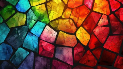 Wall Mural - Colorful stained glass background created with Generative AI