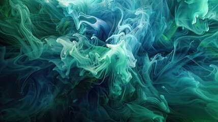 Canvas Print - Piece of art created with blue and green alcohol ink, showcasing abstract patterns and colors.