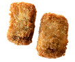 Fried nuggets isolated on transparent background. Top view close up image.