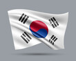 Vector illustration of 3D-style flag of South Korea isolated on light background. Created using gradient meshes, EPS 10 vector design element from world collection