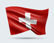 Vector illustration of 3D-style flag of Switzerland isolated on light background. Created using gradient meshes, EPS 10 vector design element from world collection