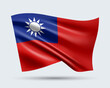 Vector illustration of 3D-style flag of Taiwan isolated on light background. Created using gradient meshes, EPS 10 vector design element from world collection