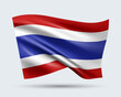 Vector illustration of 3D-style flag of Thailand isolated on light background. Created using gradient meshes, EPS 10 vector design element from world collection