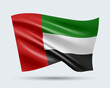 Vector illustration of 3D-style flag of United Arab Emirates isolated on light background. Created using gradient meshes, EPS 10 vector design element from world collection