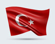 Vector illustration of 3D-style flag of Turkey isolated on light background. Created using gradient meshes, EPS 10 vector design element from world collection