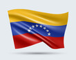 Vector illustration of 3D-style flag of Venezuela isolated on light background. Created using gradient meshes, EPS 10 vector design element from world collection