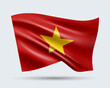 Vector illustration of 3D-style flag of Vietnam isolated on light background. Created using gradient meshes, EPS 10 vector design element from world collection