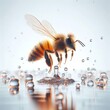 bee on water, honeybee macro, cinematic lighting animated in 3D