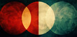 Overlapping circles in vibrant red, blue, and green hues.