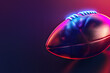 American football with light technology. Colors neon background.
