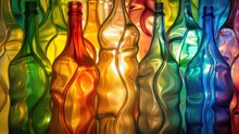 Colorful Glass Bottles On A Colorful Background.