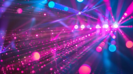Poster - Abstract background with technology fiber optic light rays and bokeh