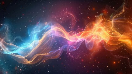 Wall Mural - Abstract background with glowing lines and particles flare