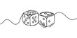 Two dices one line vector illustration. Continuous contour drawing of game dice.