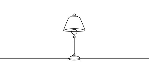 Wall Mural - Continuous one line drawing. Lamp on the table. Vector illustration.