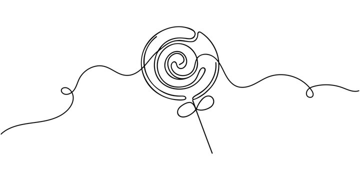 Candy in one continuous line drawing, . Contour icon. Doodle vector illustration.