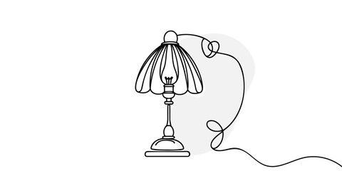 Wall Mural - Continuous one line drawing. Lamp on the table. Vector illustration.