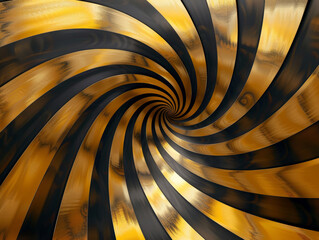 Wall Mural - A mesmerizing, hypnotic spiral pattern with black and gold