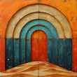 Retro Sand Dune Relief with Orange-Teal Texture on Decorative Canvas
