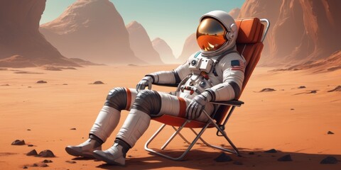 Astronaut resting on mars