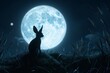 An animated depiction of a bansheebat hunting silently, its silhouette passing in front of the full moon, stirring the night air , up32K HD