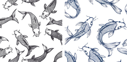 Poster - Fish koi pattern