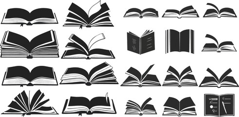 Aufkleber - Book black reading icons vector illustration