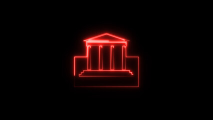 Wall Mural - red neon light icon isolated in black background. vibrant colors, laser show. neon home icon illustr