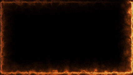Wall Mural - abstract glowing fire effect neon light rectangle frame icon background illustration.
