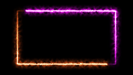 Wall Mural - Abstract glowing fire effect neon light rectangle frame icon background illustration.