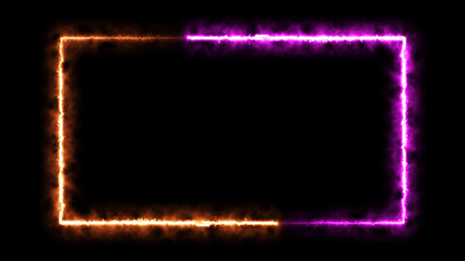 Wall Mural - abstract glowing fire effect neon light rectangle frame icon background illustration.