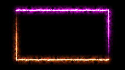 Wall Mural - abstract glowing neon light rectangle frame icon background illustration 4k.