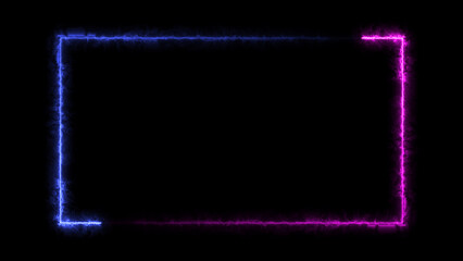 Wall Mural - abstract glowing neon light rectangle frame icon background illustration 4k.