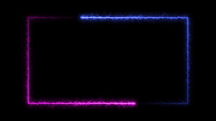 Wall Mural - abstract glowing fire effect neon light rectangle frame icon background illustration.