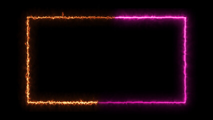 Wall Mural - abstract glowing neon light rectangle frame icon background illustration 4k.