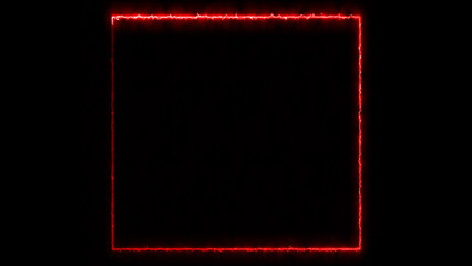 Wall Mural - abstract glowing fire effect neon light rectangle frame icon background illustration.