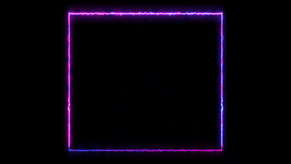 Wall Mural - abstract glowing neon light rectangle frame icon background illustration 4k.
