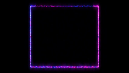 Wall Mural - abstract glowing fire effect neon light rectangle frame icon background illustration.