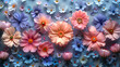 Pastel Flowers on Textured PVC Floor: Symmetrical Top View
