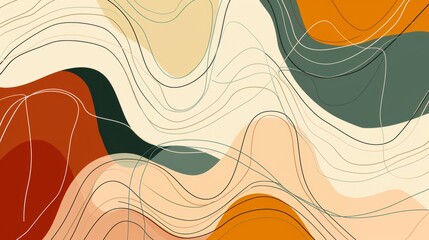 Aufkleber - Stylish minimalist modern contour drawing abstract art design for wall art, wallpaper, home decoration, covers, printable paintings, and more.