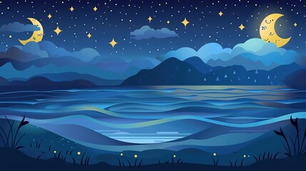 Wall Mural - fantasy night landscape with stars in the sky