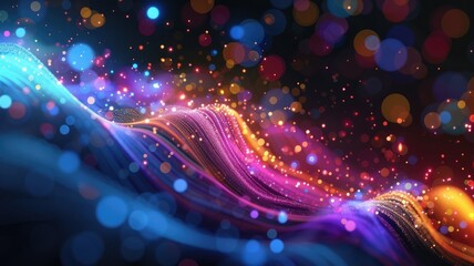 Abstract Multicolor Visualization, abstract background with colorful spectrum. Bright neon rays and glowing lines.