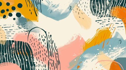 Poster - A hand drawn collection of abstract arts modern elements including organic shapes, brushes, social media posts and stories, prints, and wallpapers. Modern illustration.