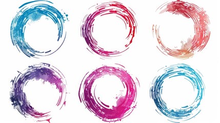 Poster - Detailed hand drowning circle line sketch modern set. Descriptive art brush design round circular scribble doodle graffiti bubble or ball draft illustration for logos or text.