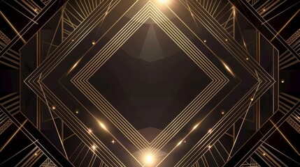 Aufkleber - Decorative geometric art deco frame for wedding invitations. Elegant gold geometric art deco gatsby style frame. Premium design template for wedding invitations, banners, and posters.
