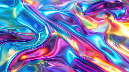 Fototapete - Dark Holographic Rainbow Holo Swirl Background