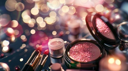 Poster - Stunning bokeh background for cosmetic product display. 3d rendering.