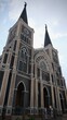 Chanthaburi, Thailand - Feb 20, 2024 : Facade Maephra Patisonti Niramon Church, the old Catholic church in Chanthaburi