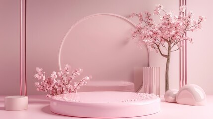 Leinwandbilder - An elegant podium backdrop for displaying beauty and fashion products. 3D rendering.