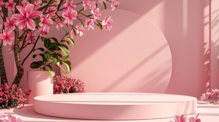 Leinwandbilder - The backdrop is designed in a natural beauty shape with geometric shapes that make it suitable for product display.